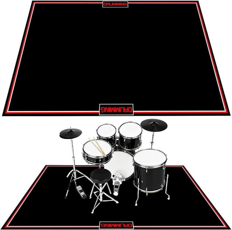 RV MURTS 4x6ft Drum Rug Mat with Non-Slip Grip Bottom, Drum Carpet Noise Reduction, Floor Protection for Electric Drum and Jazz Drum Set Splash Stands, Gift for Drummers, Music Practice Kit, 48x72in, Black - Image 1